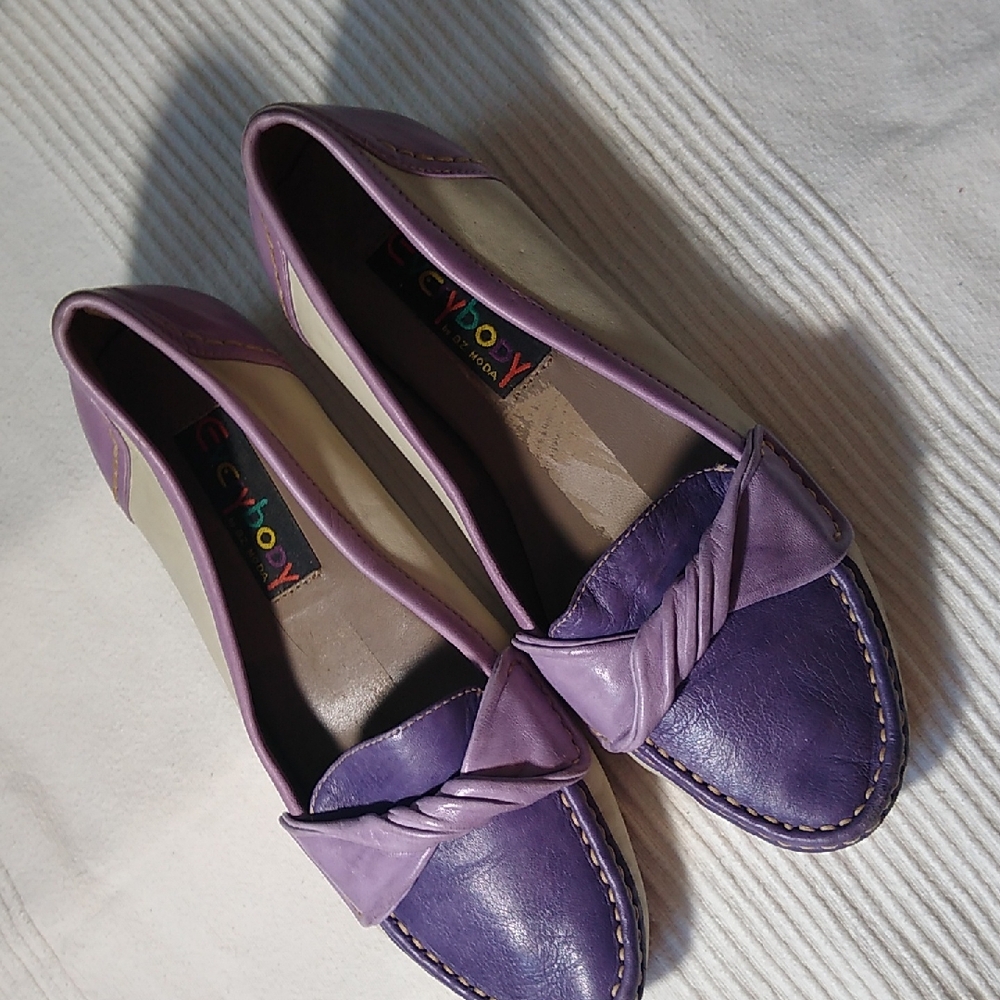 Vintage leather 'Everybody by BZ Moda'  38 two-tone purple-lilac w-cream flats